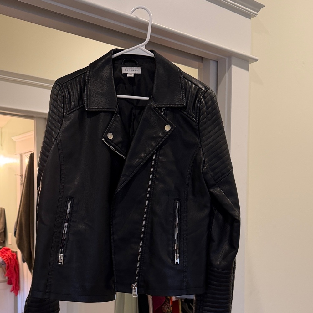 Topshop Black Leather Look Jacket